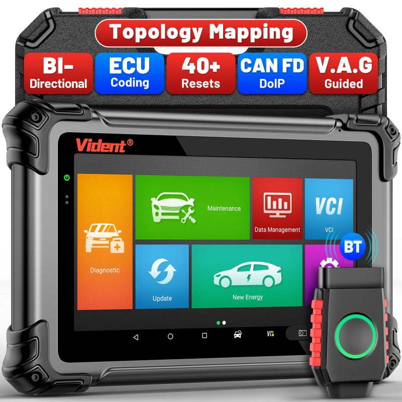 OBD2 Scanner Topology Mapping VIDENT iSmart 800PRO BT Wireless Bidirectional Scan Tool with ECU C0ding 40 Resets 3Year Update All System Automotive Diagnostic Scanner for Car  EV CAN FDDoIP